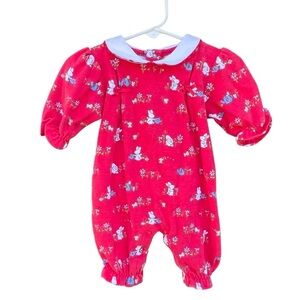 Vintage Carter’s Bunny One Piece Bodysuit Peter Pan Collar Ric Rak Trim 0-3 Mos
